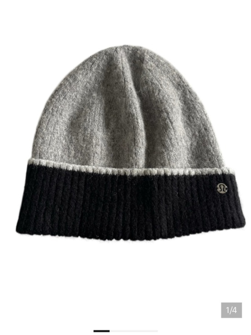 lululemon athletica alpaca Gray and Black Ribbed Cuff Knit Beanie - Picture 1 of 4